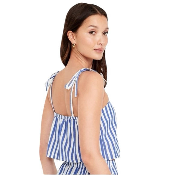 Old Navy Cami Crop Top Blue and White Striped Women's 3X Nautical Preppy - Picture 7 of 13
